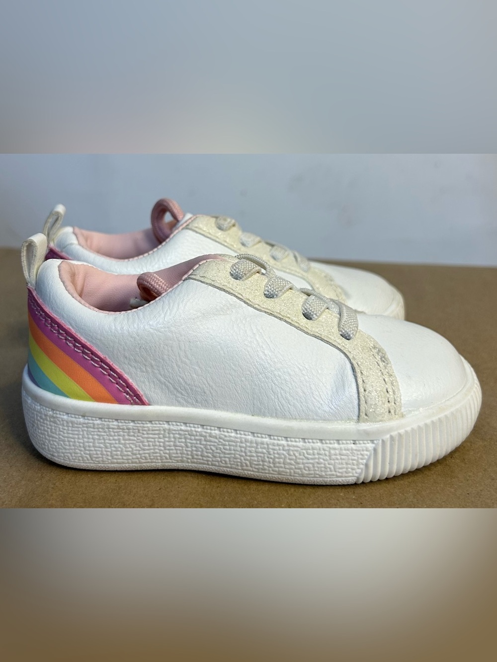 Carter's White & Rainbow Heel Sneakers Baby Size 4